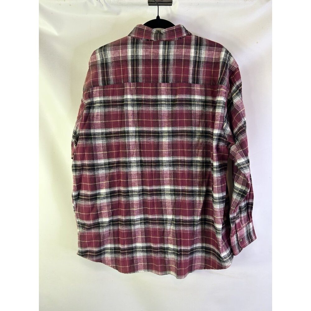 Deadstock Vintage 90s Rainbow Plaid Flannel Button Shirt Western - Picture 6 of 7